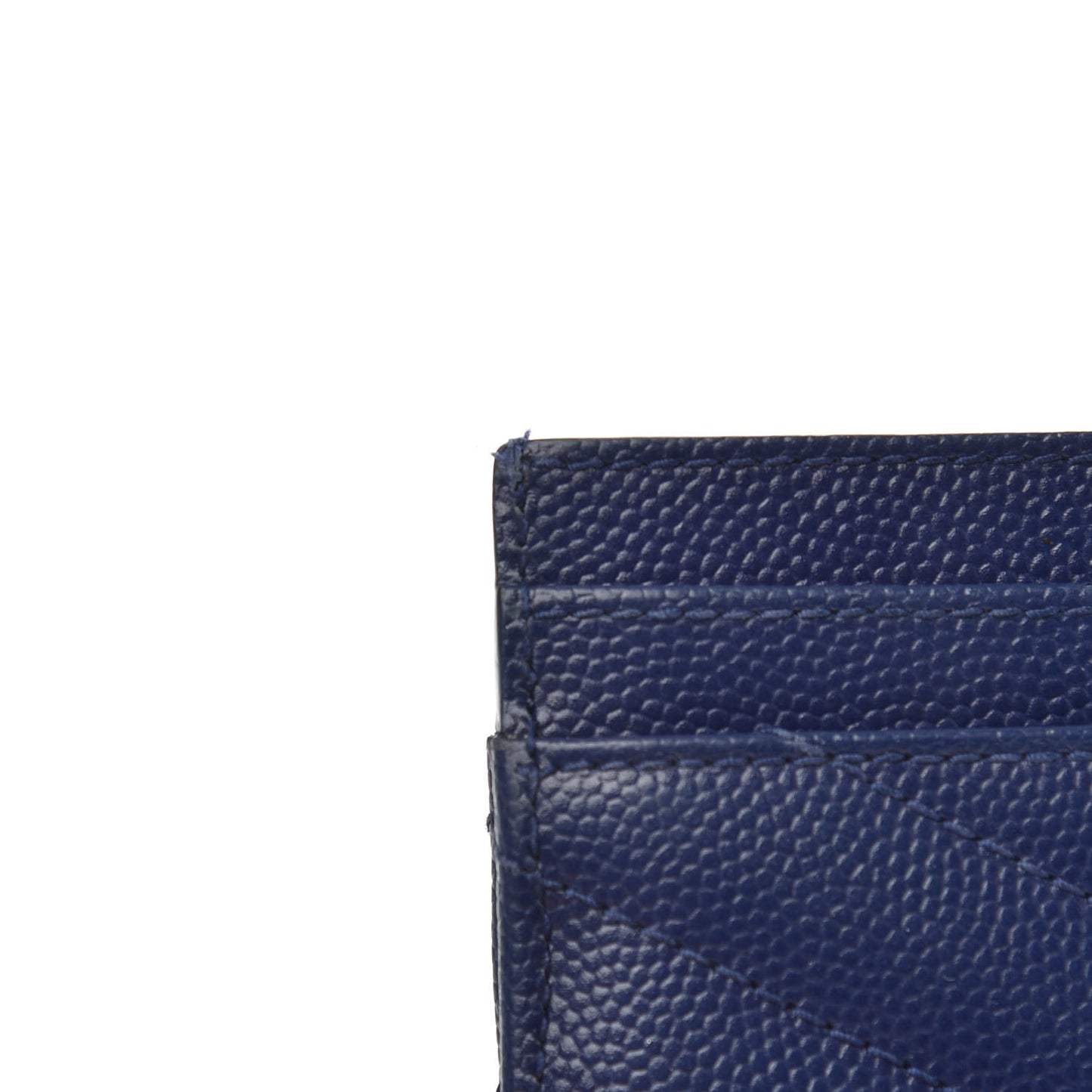 Grain De Poudre Matelasse Chevron Monogram Credit Card Case Navy