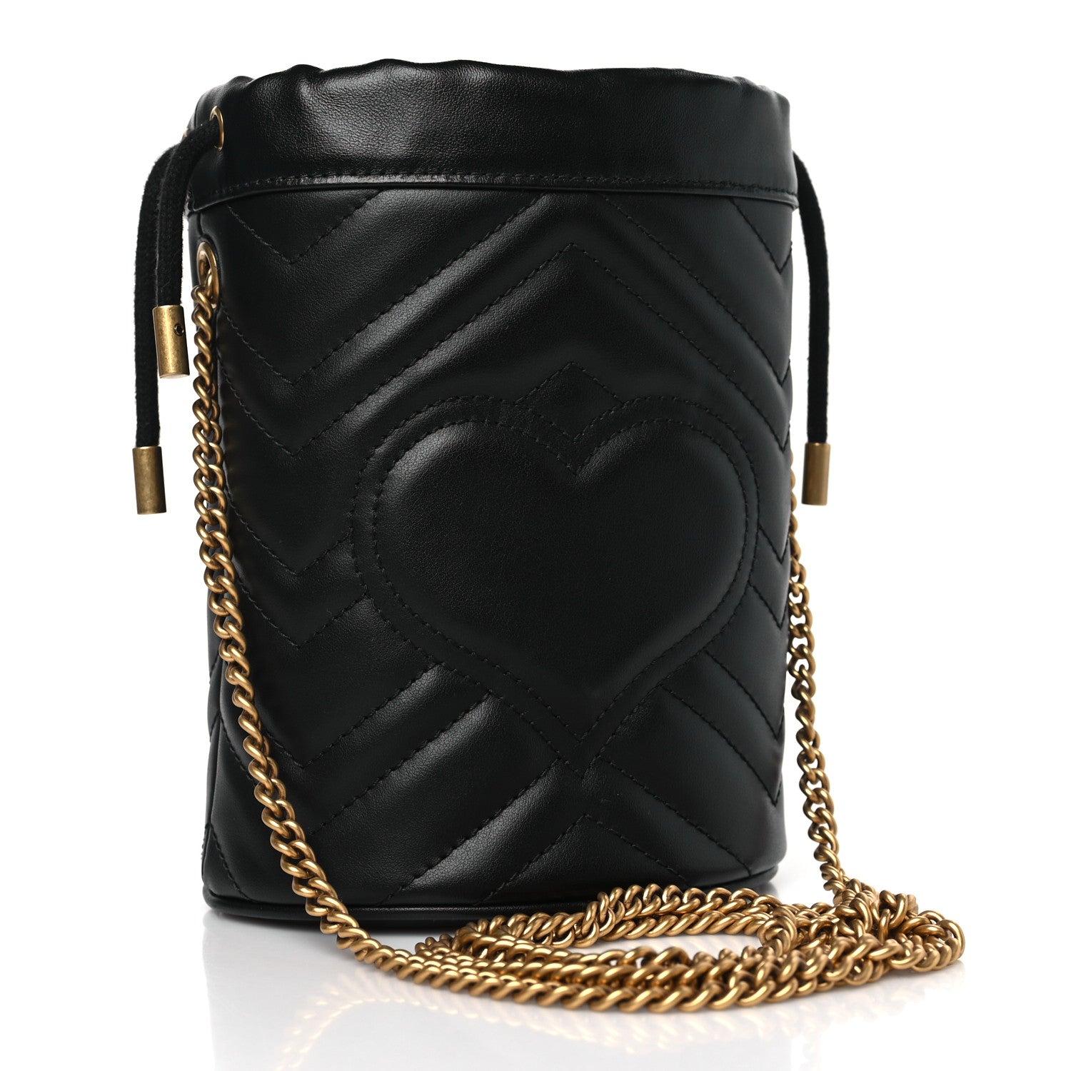 Gucci Calfskin Matelasse Mini GG Marmont 2.0 Bucket Bag Black 3 of 9