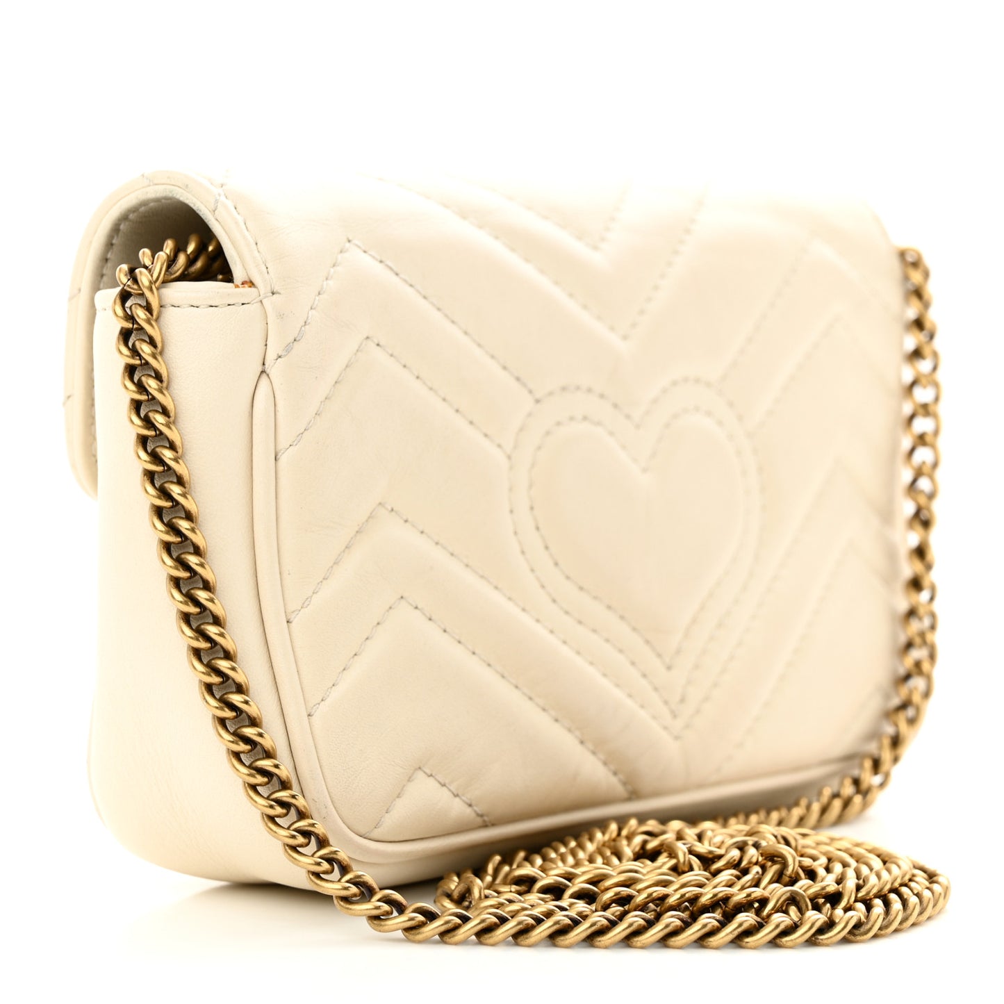 Calfskin Matelasse Super Mini GG Marmont Shoulder Bag White
