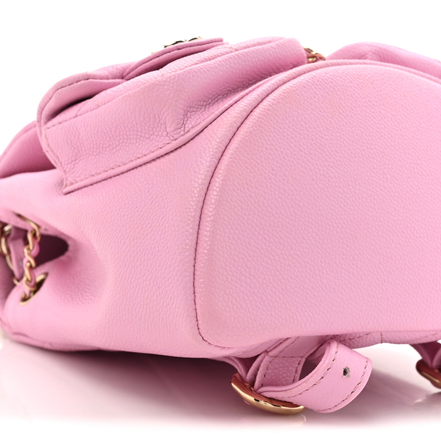 Shiny Caviar Quilted Small Duma Pockets Drawstring Backpack Lilac