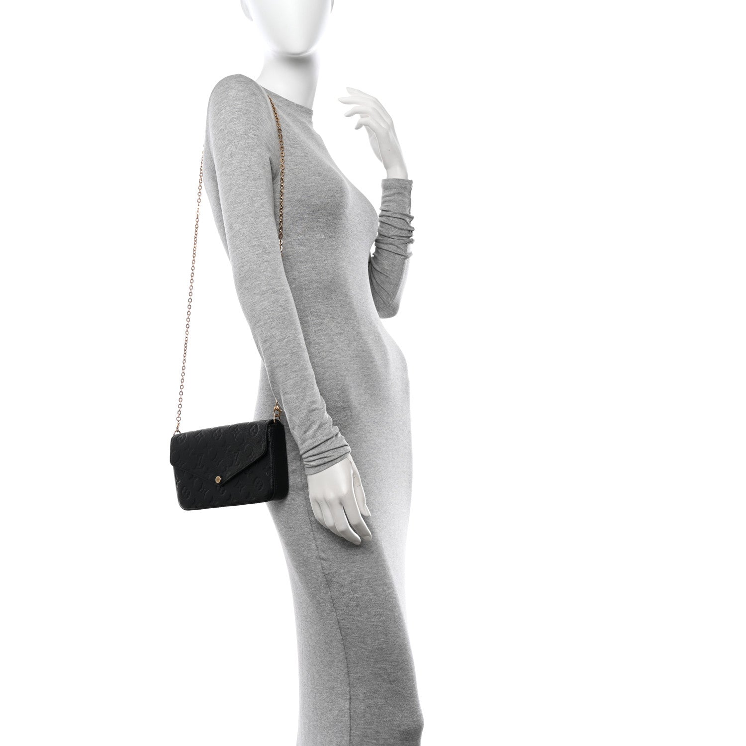 Louis Vuitton Empreinte Pochette Felicie Chain Wallet Black 2 of 10