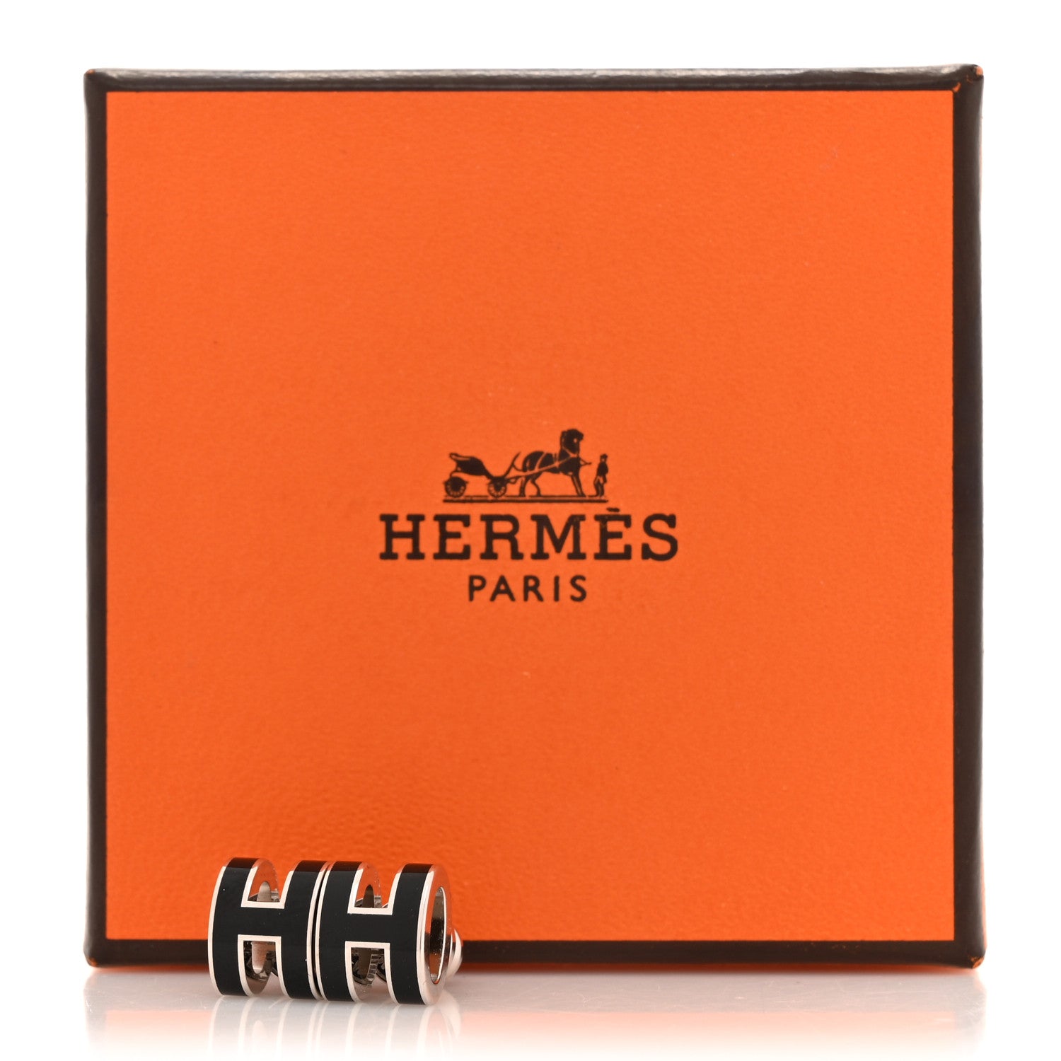 Hermes Palladium Lacquered Mini Pop H Earrings Black 6 of 6