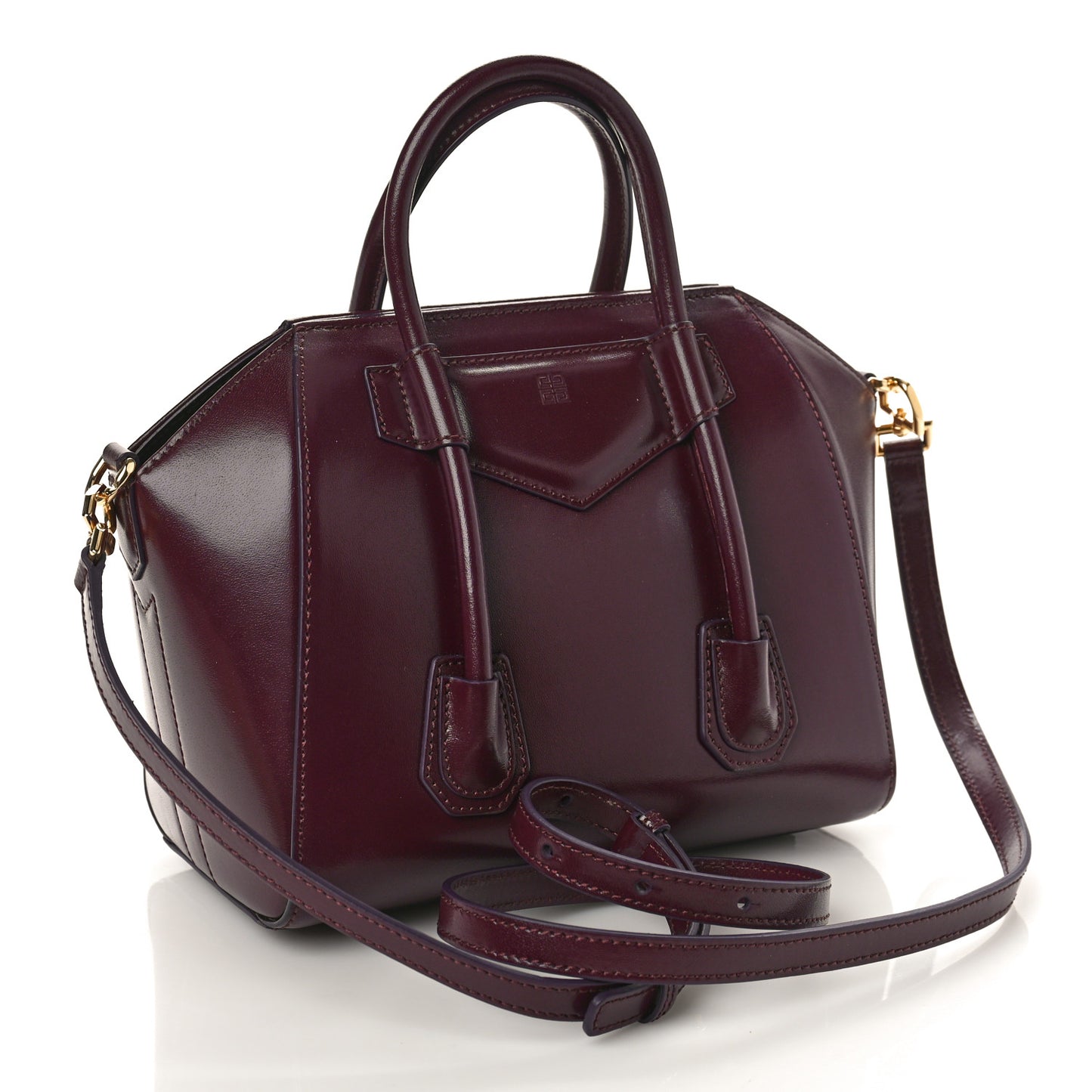 Box Calfskin Mini Lock Antigona Oxblood Red