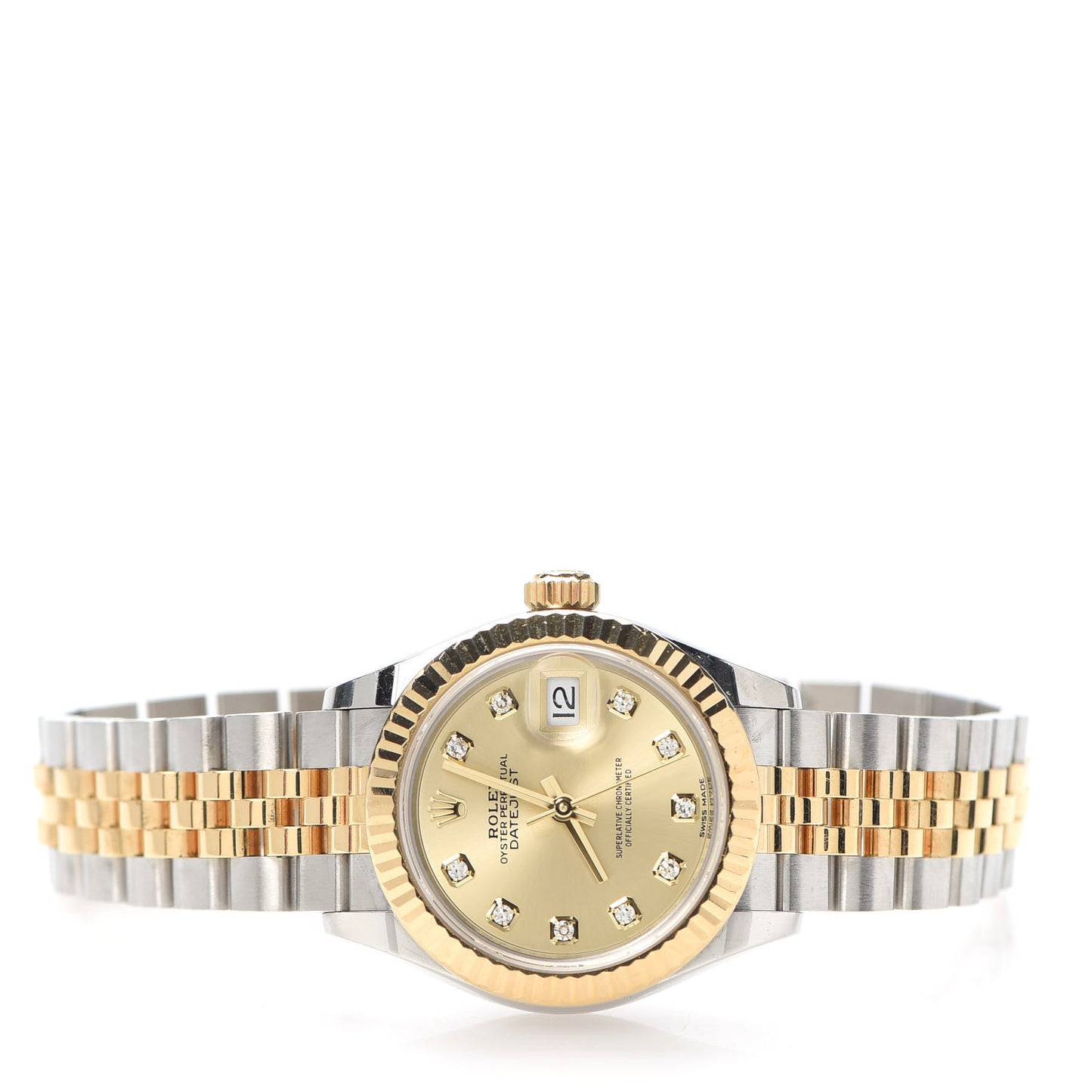 Stainless Steel 18K Yellow Gold Diamond 28mm Oyster Perpetual Datejust Watch Champagne 279173