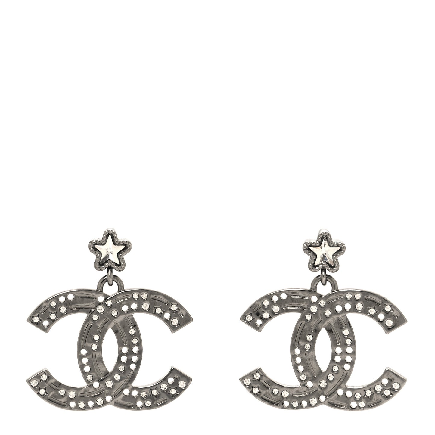 Ruthenium Crystal Star CC Drop Earrings