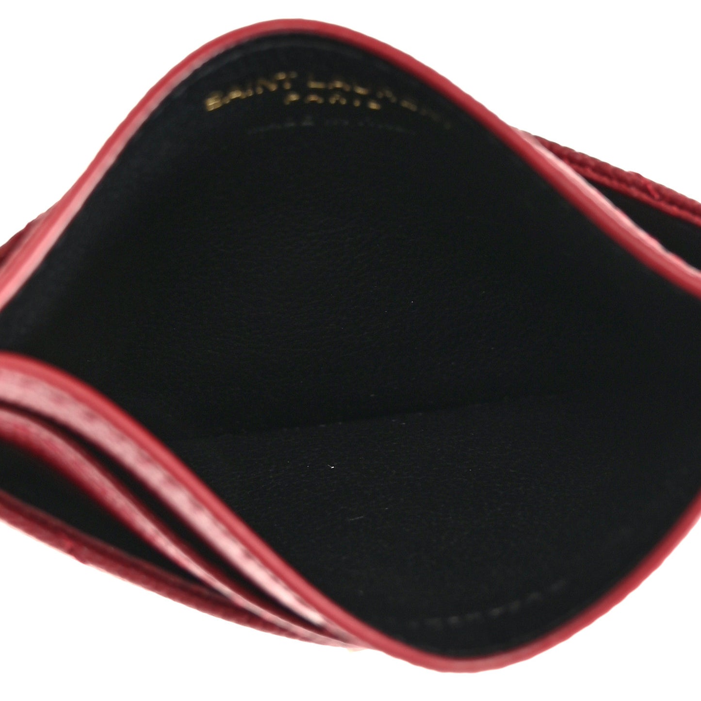Grain De Poudre Matelasse Chevron Monogram Credit Card Case Opyum Red