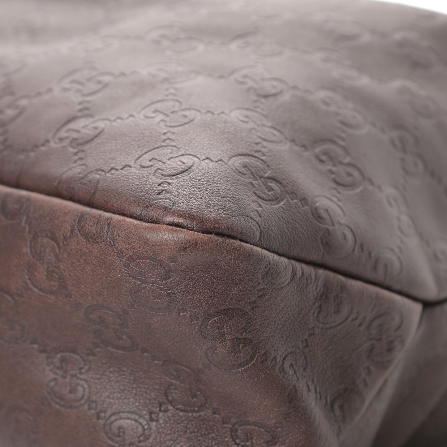 Guccissima Medium Horsebit Chain Hobo Dark Brown