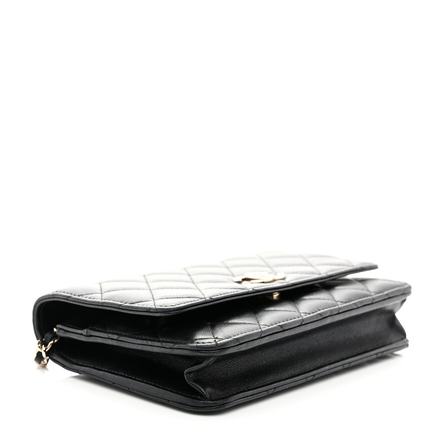Chanel Lambskin Quilted Crystal CC Wallet On Chain WOC Black 4 of 11