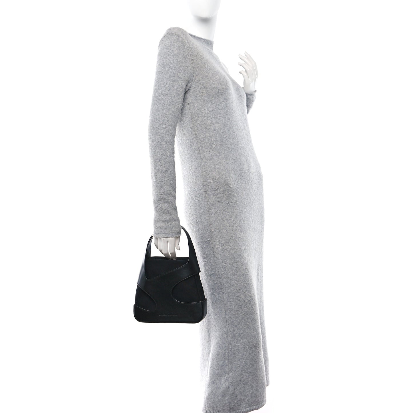 Calfskin Cut Out Top Handle Black