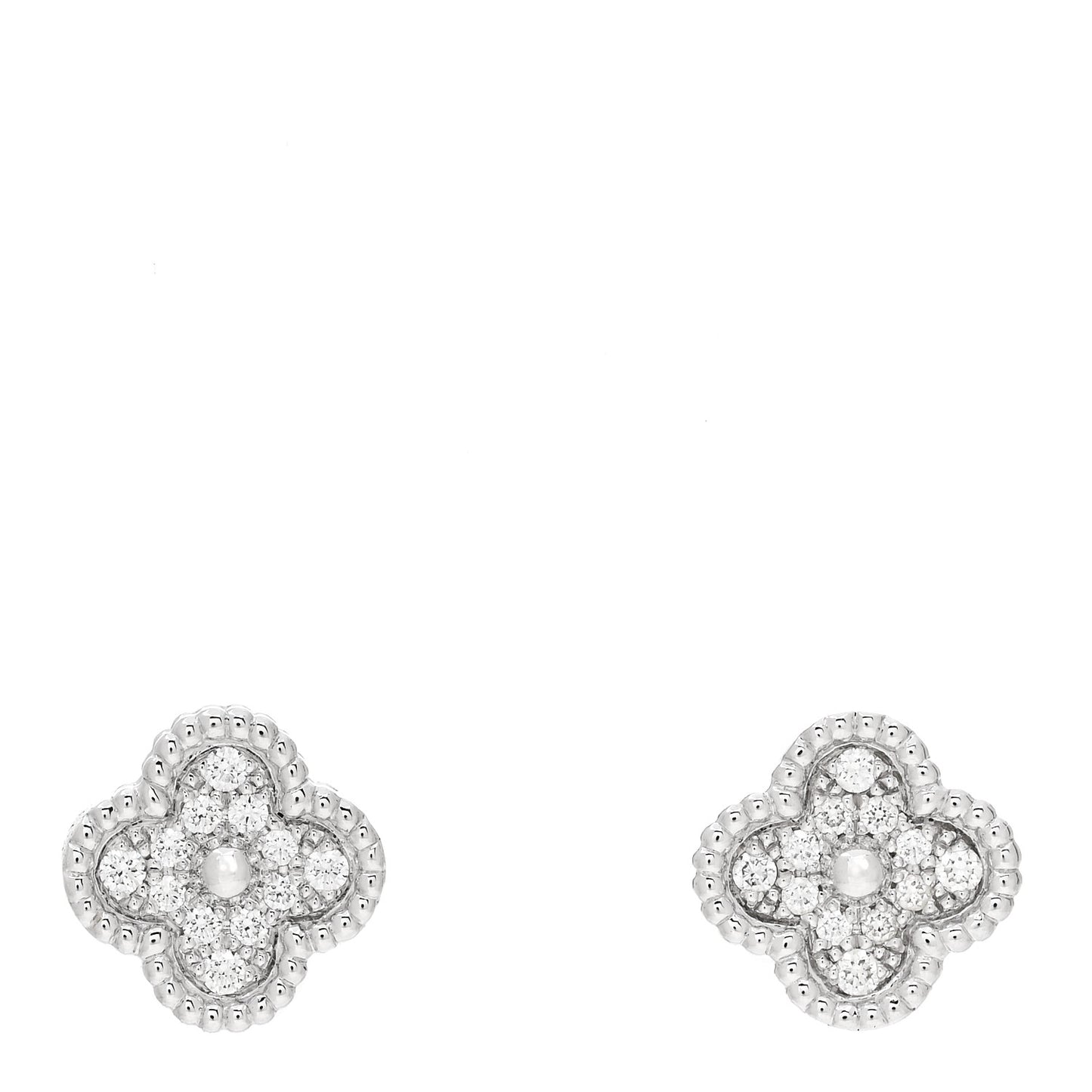 18K White Gold Diamond Sweet Alhambra Earrings
