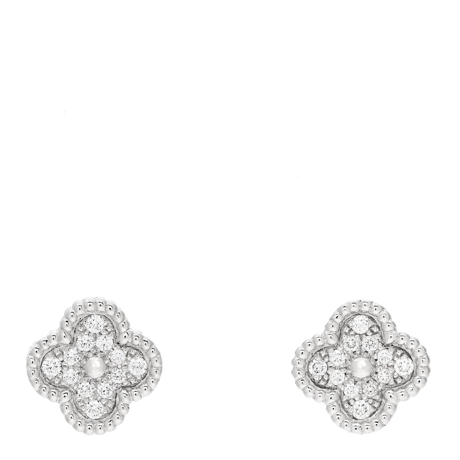 Van Cleef & Arpels 18K White Gold Diamond Sweet Alhambra Earrings 1 of 7