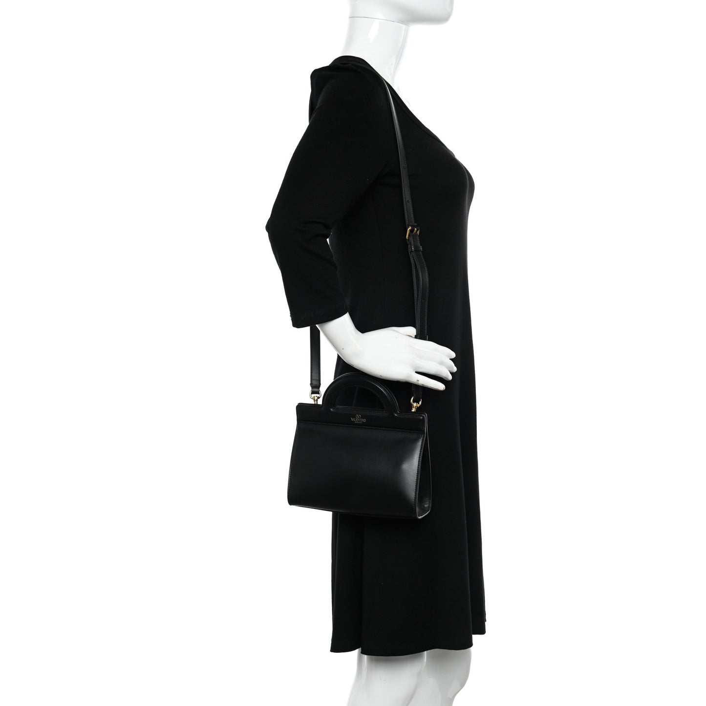 Calfskin Mini Logo Crossbody Tote Black