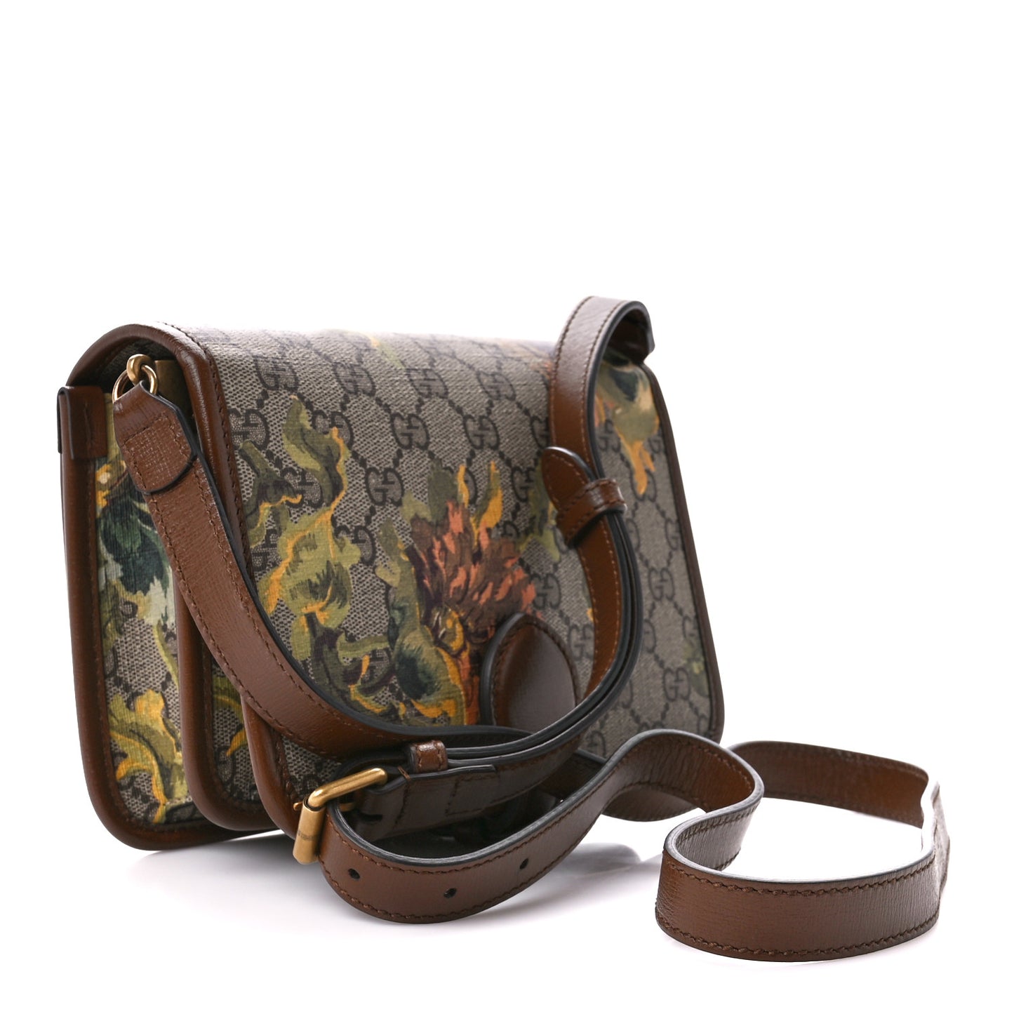 GG Supreme Monogram Azalea Calfskin Dusty Carnation Mini Retro Interlocking G Flap Shoulder Bag Beige Ebony Multicolor Brown Sugar