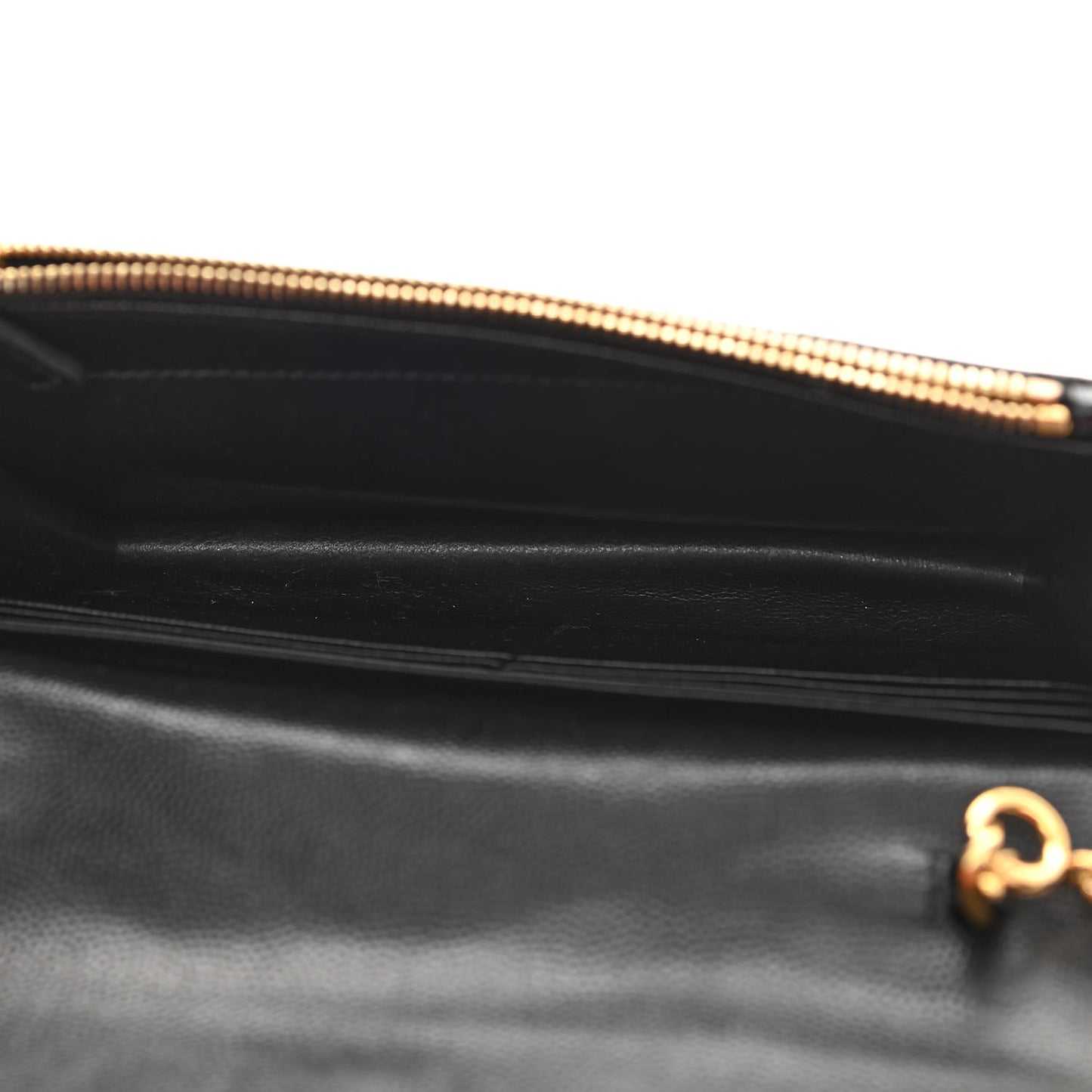 Grain De Poudre Matelasse Chevron Monogram Envelope Chain Wallet Black