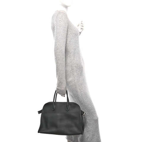 Matte Grained Calfskin Soft Margaux 15 Black