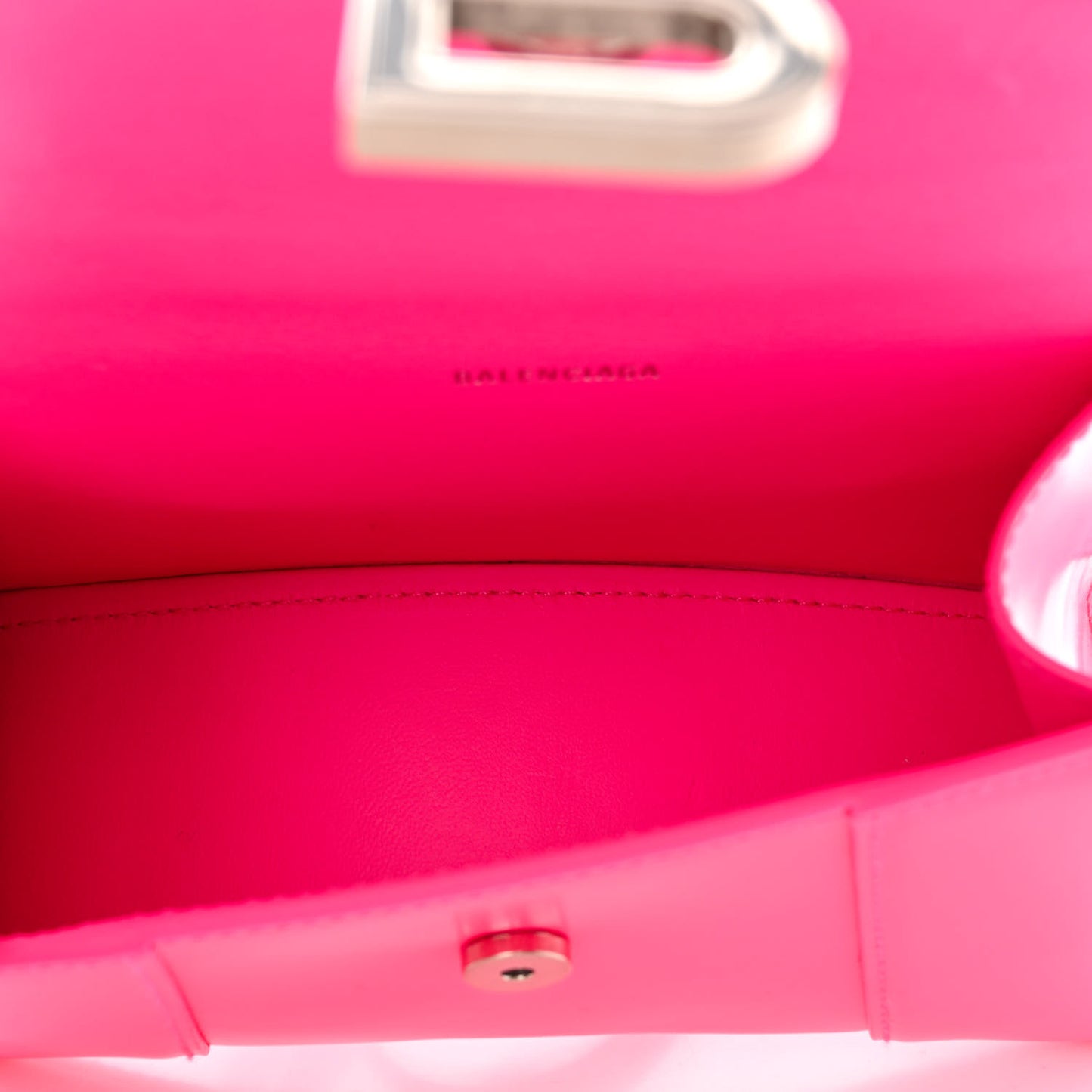 Shiny Box Calfskin Hourglass Top Handle Bag XS Hot Pink