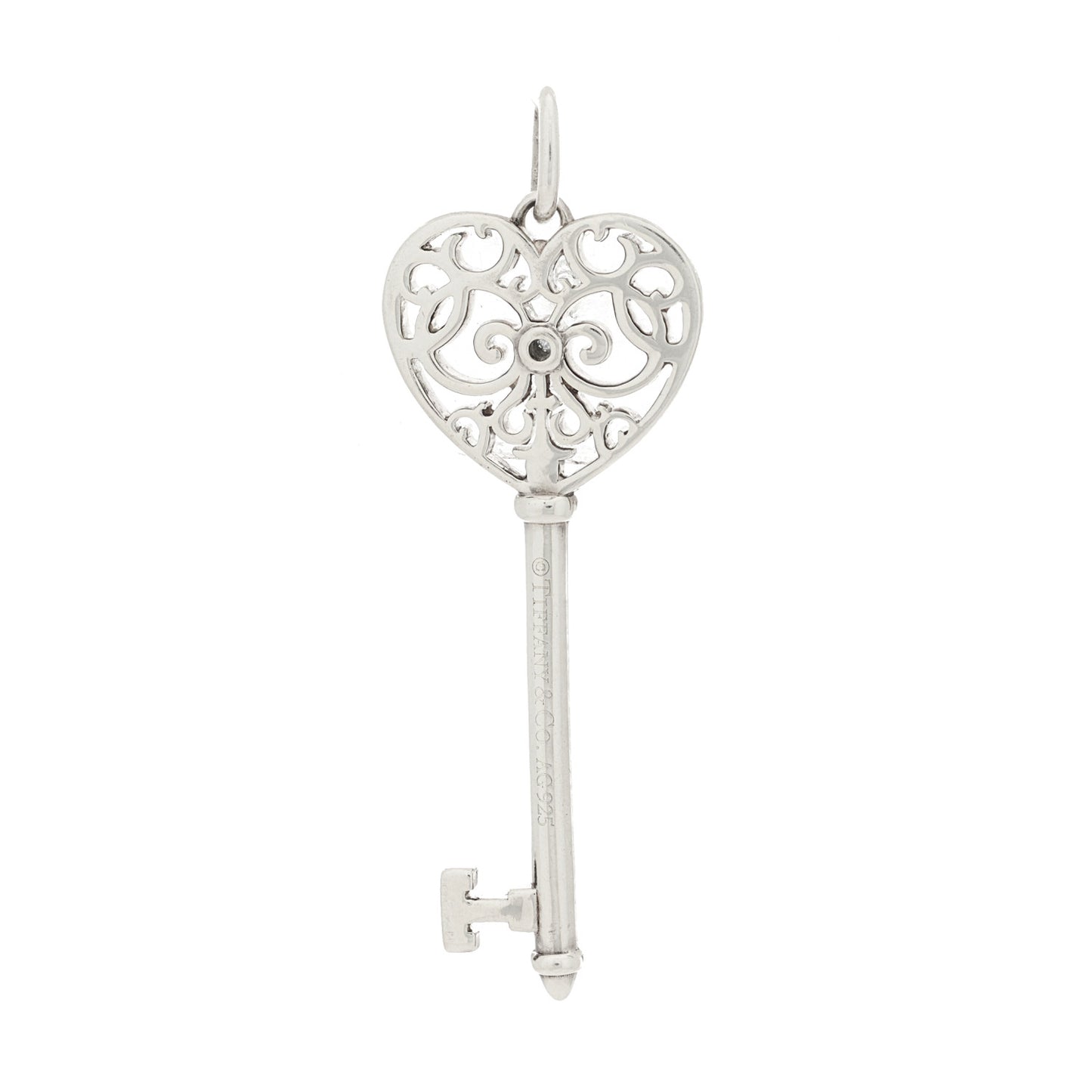Sterling Silver Blue Sapphire Enchant Heart Key Pendant