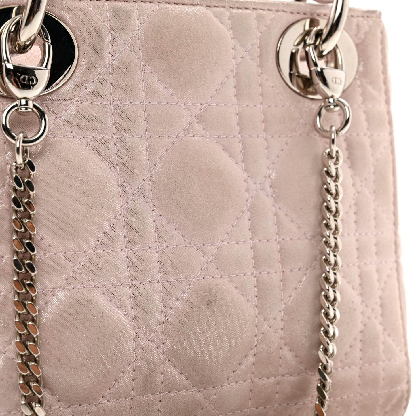 Metallic Lambskin Cannage Mini Lady Dior Lotus