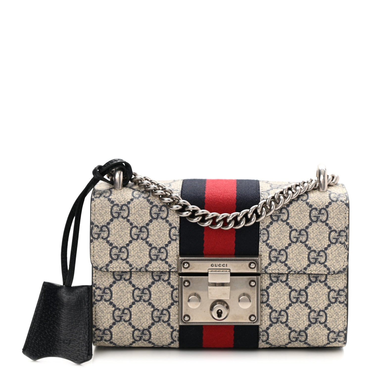 Gucci GG Supreme Monogram Textured Dollar Calfskin Web Small