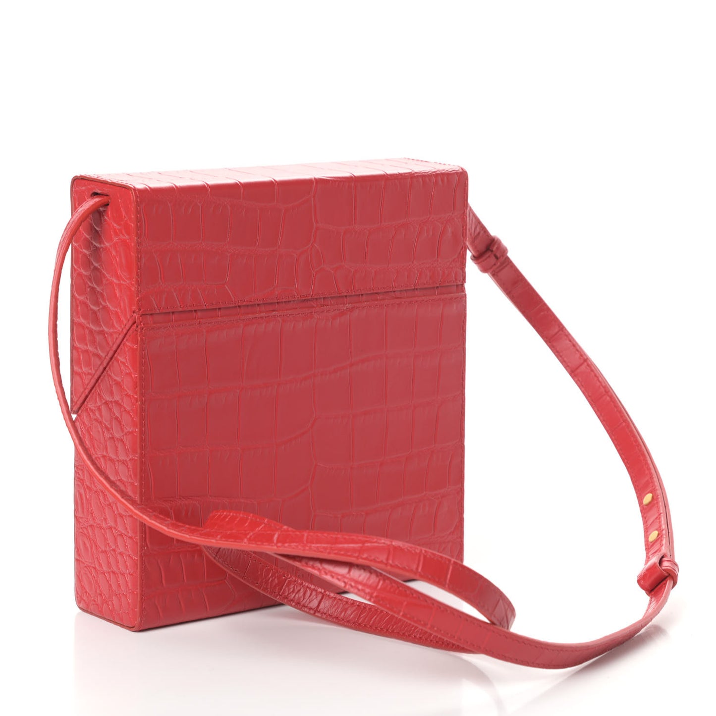 Calfskin Crocodile Embossed Daisey Box Clutch Red