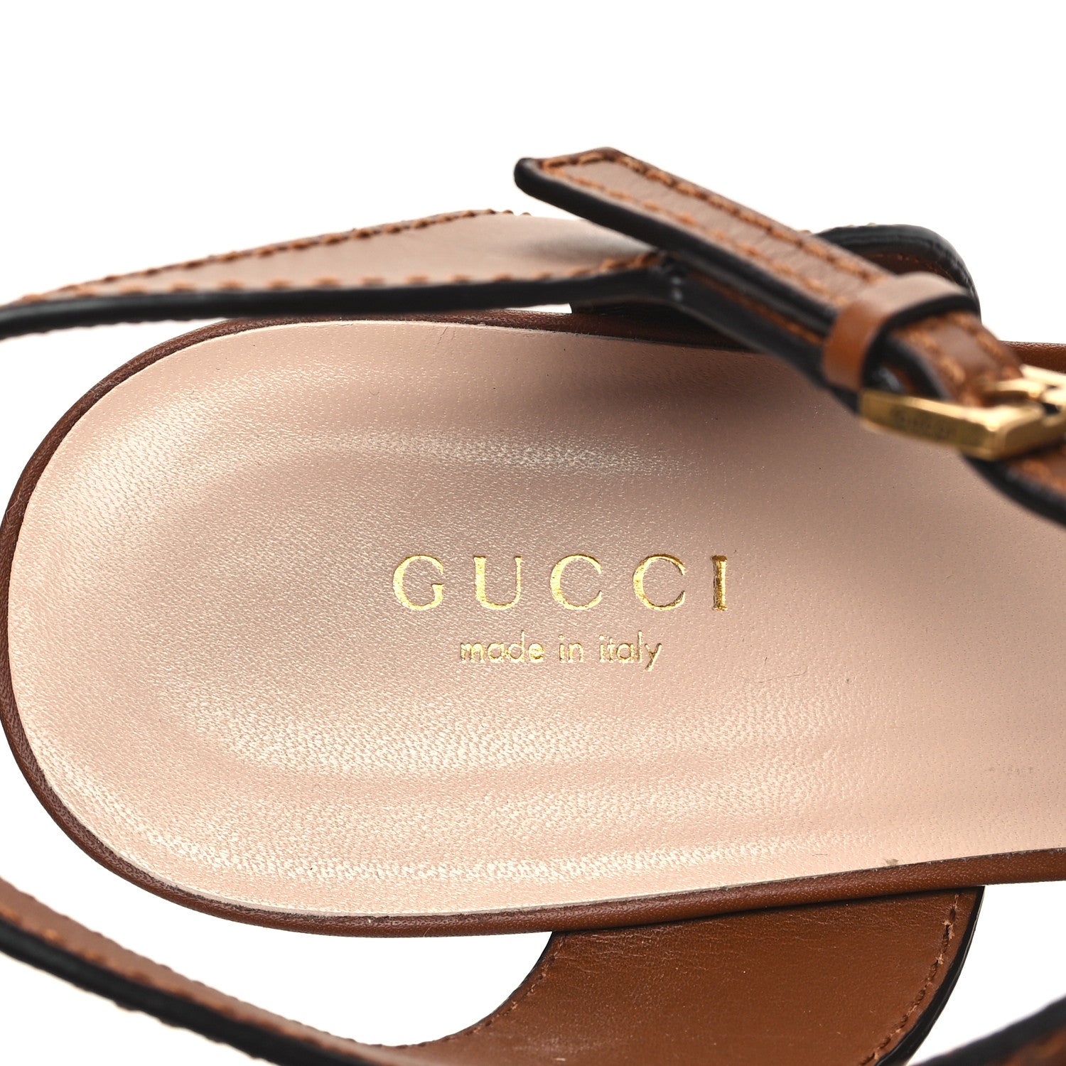 Gucci Cosmos Softy Calfskin Wooden Interlocking G Cut-Out 30/120mm Platform Sandals 40 Cuir 7 of 8