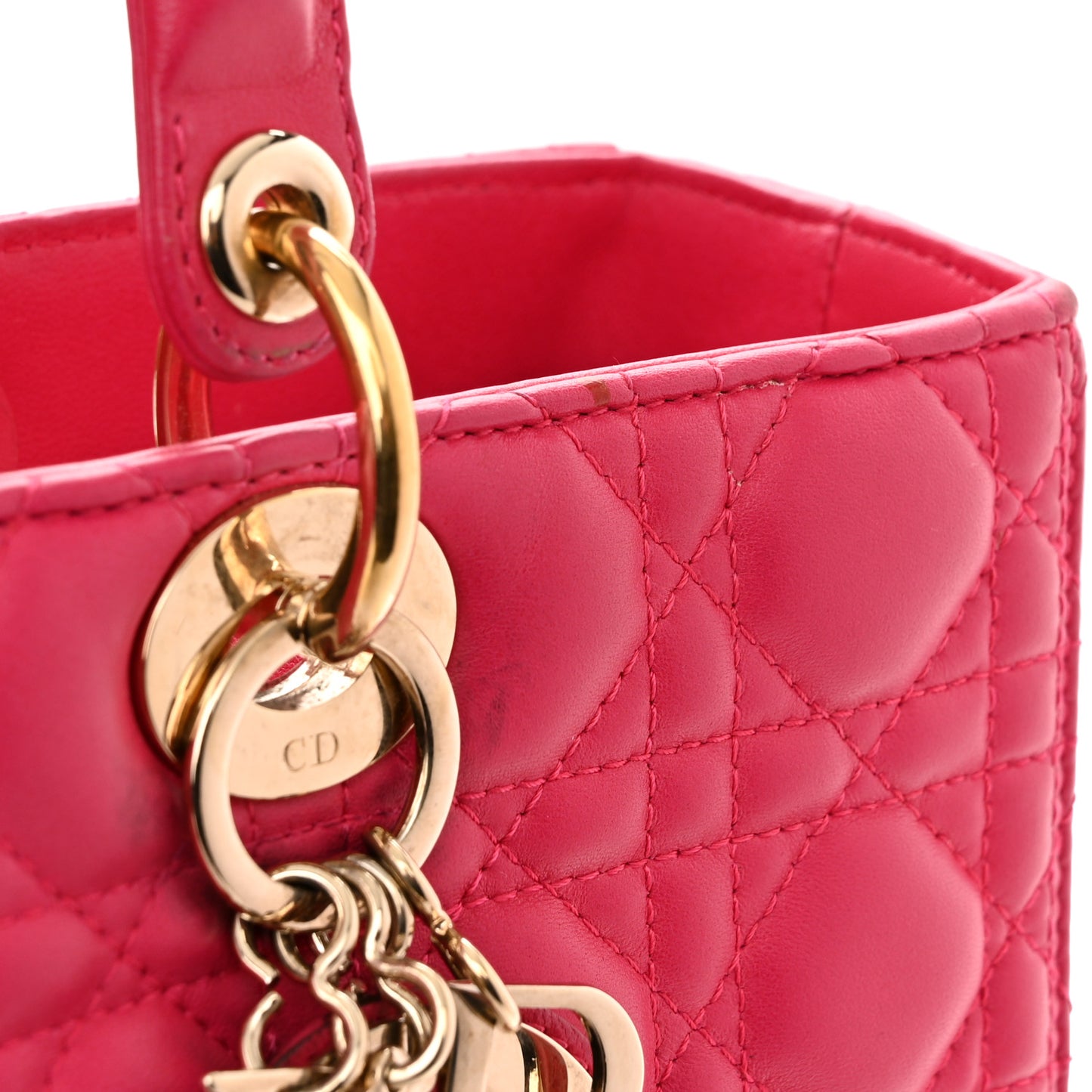 Lambskin Cannage Large Lady Dior Fuchsia