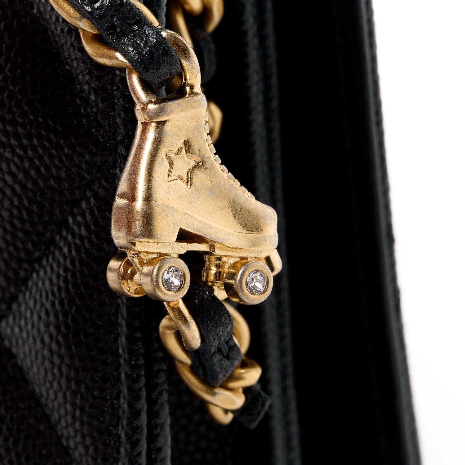 Chanel Caviar Quilted Glitter CC Roller Skate Clutch With Chain Black Black 14 of 16