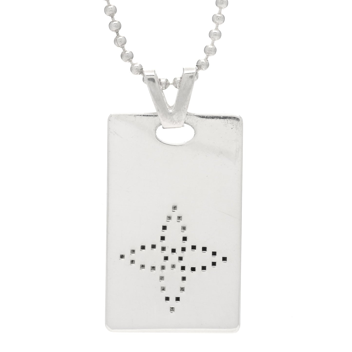 Sterling Silver LV Dog Tag Necklace