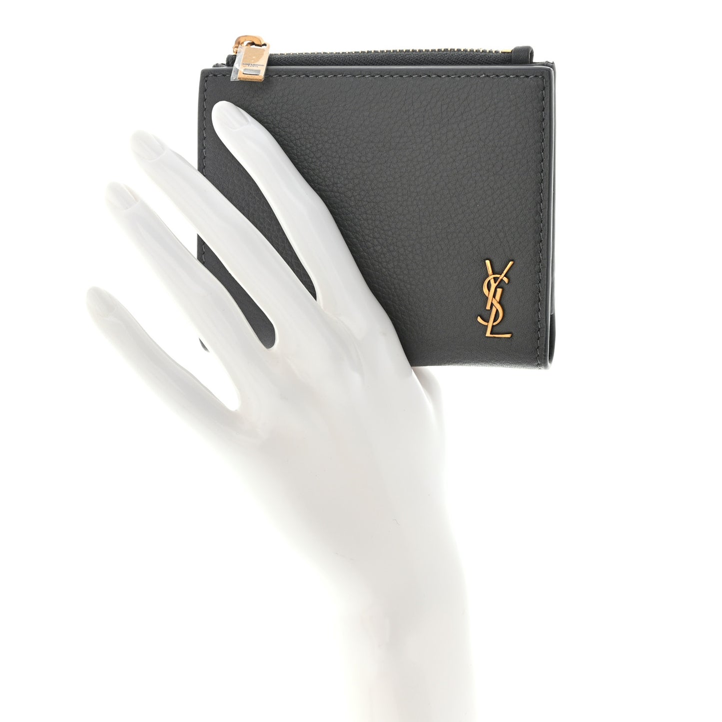 Calfskin Compact Zip Wallet Storm