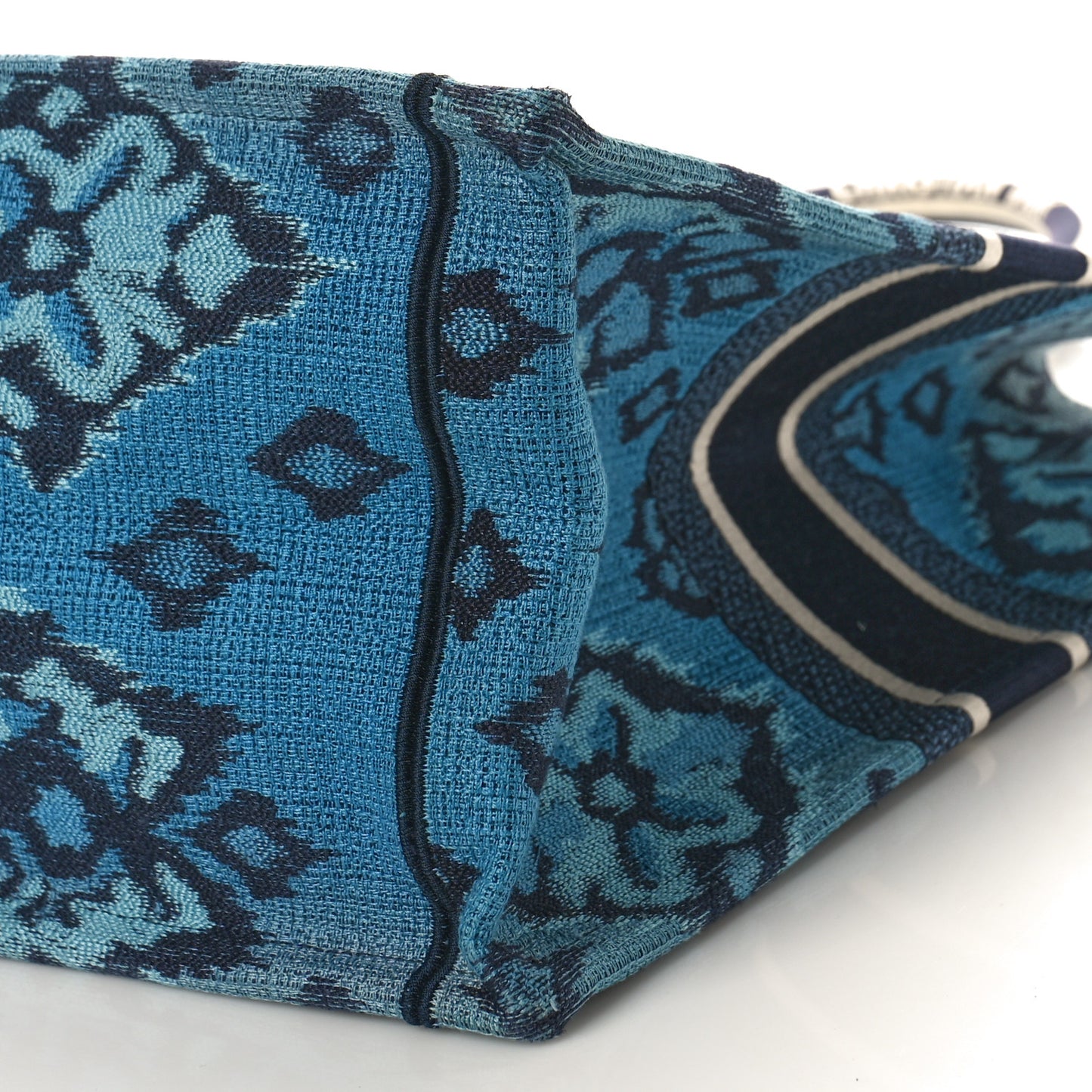 CHRISTIAN DIOR Canvas Embroidered Large Palm Tree Toile De Jouy Book Tote Blue Multicolor