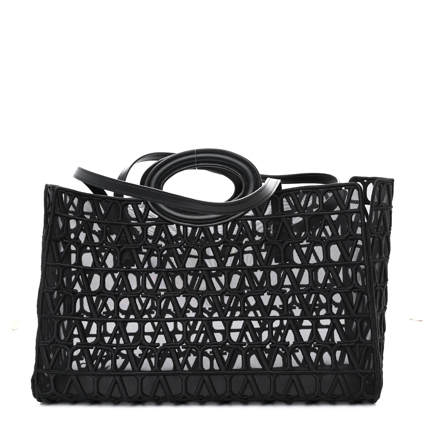 Valentino Garavani Toile Mesh Iconographe Goatskin Le Troisieme Shopping Bag Black 1 of 11