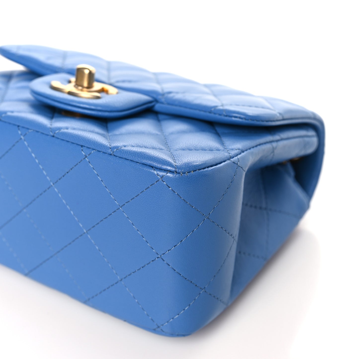 Lambskin Quilted Mini Square Flap Blue