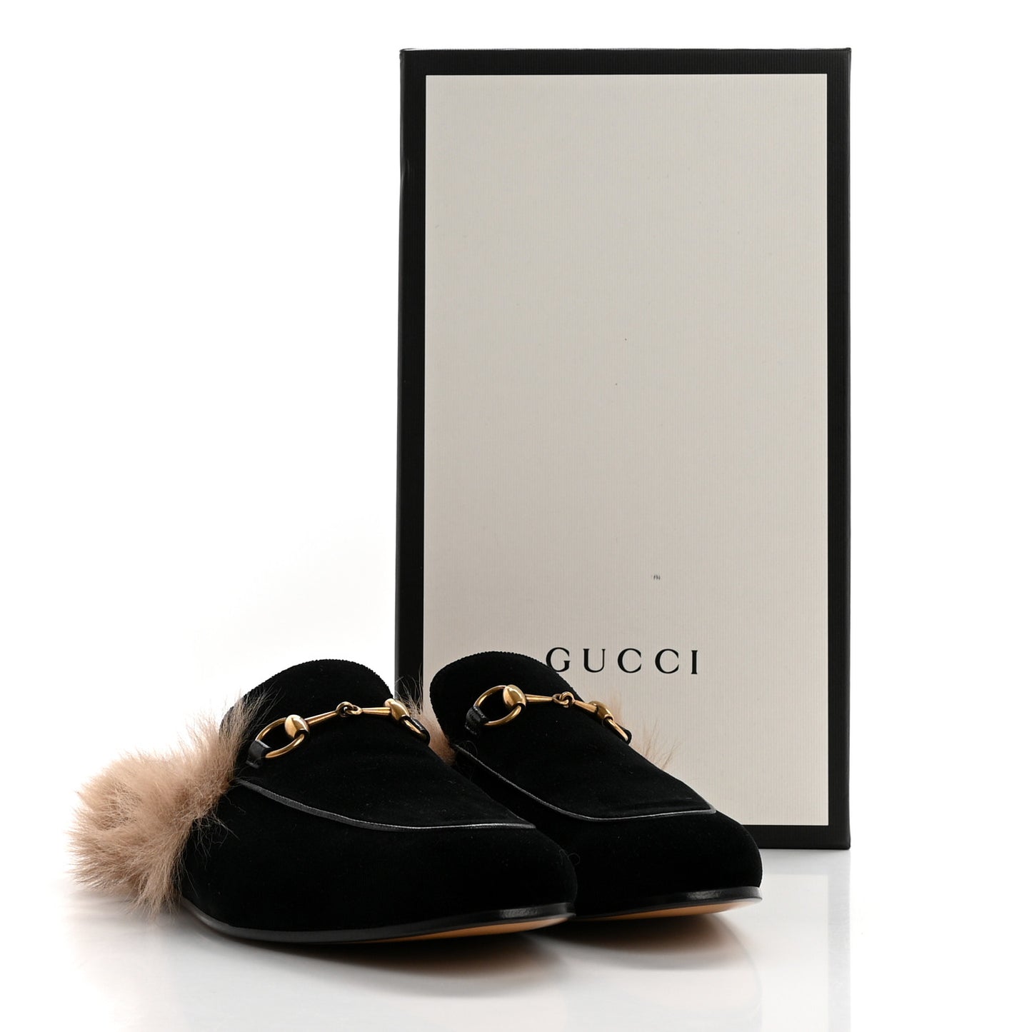 Velvet Fur Mens Princetown Slippers 8 Black