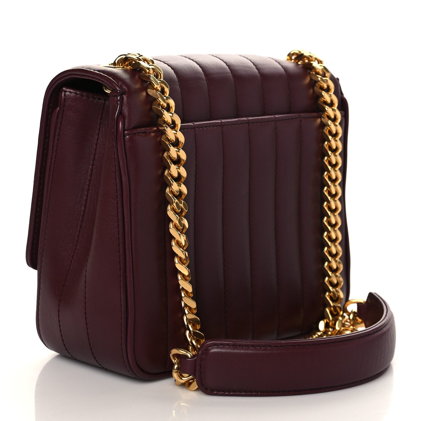 Lambskin Matelasse Monogram Medium Vicky Chain Bag Dark Legion Red