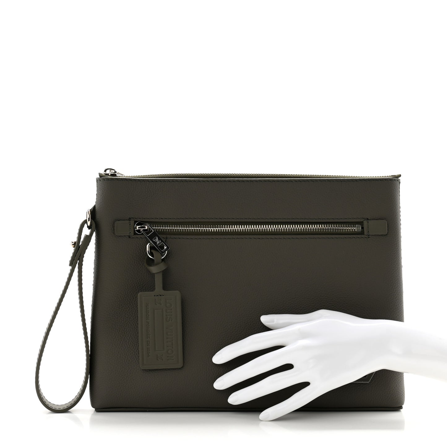 Calfskin Aerogram Takeoff Pouch Khaki