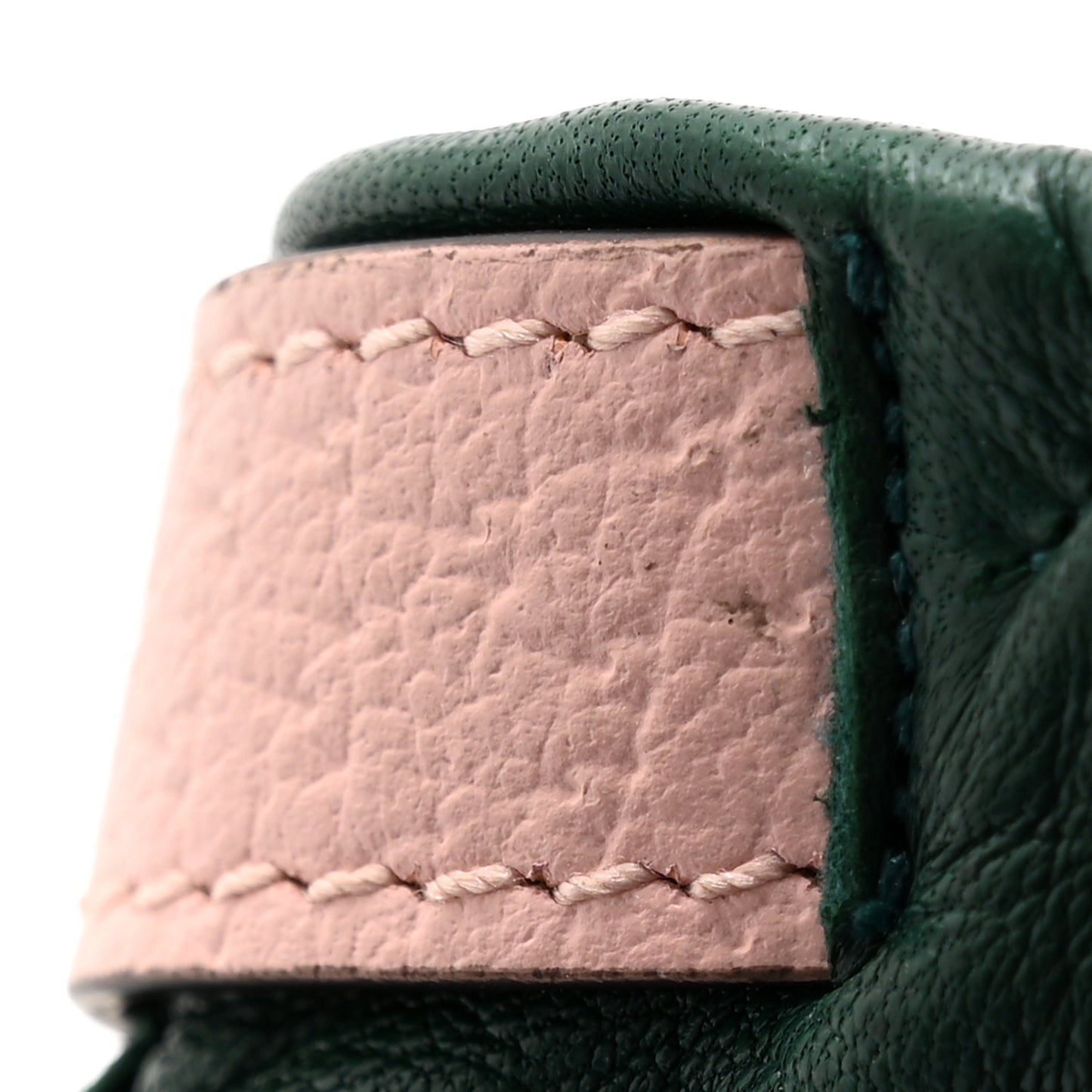 Calfskin Gloves With Buckle M Green Pink