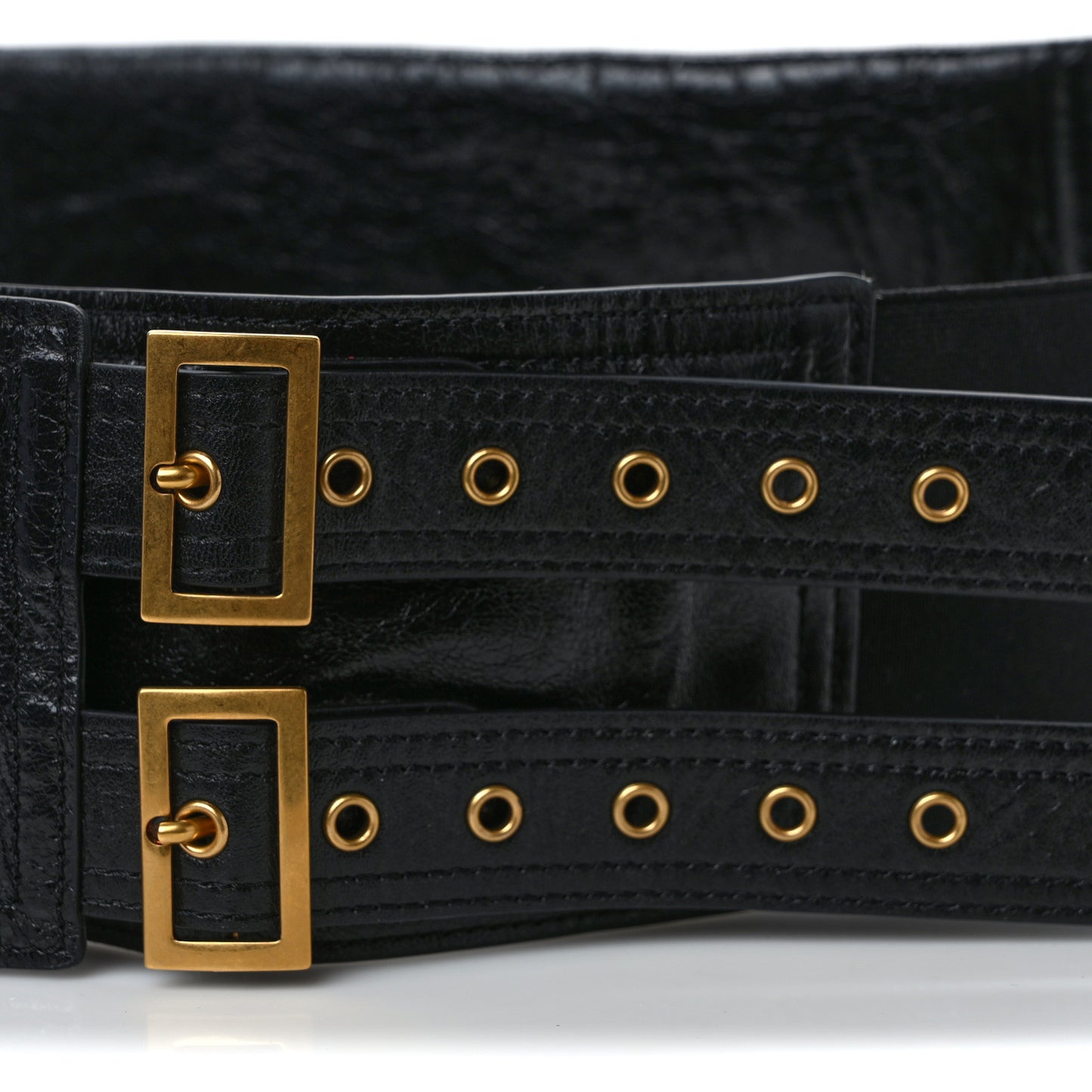 Crinkled Lambskin 135mm Saddle Belt Black