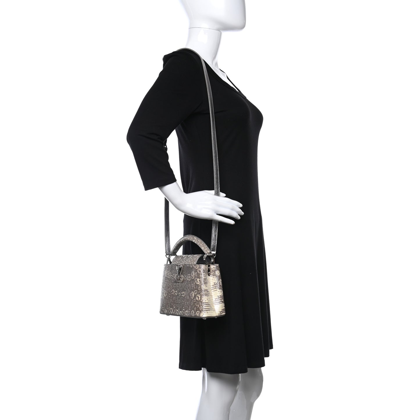 Lizard Mini Capucines Argento