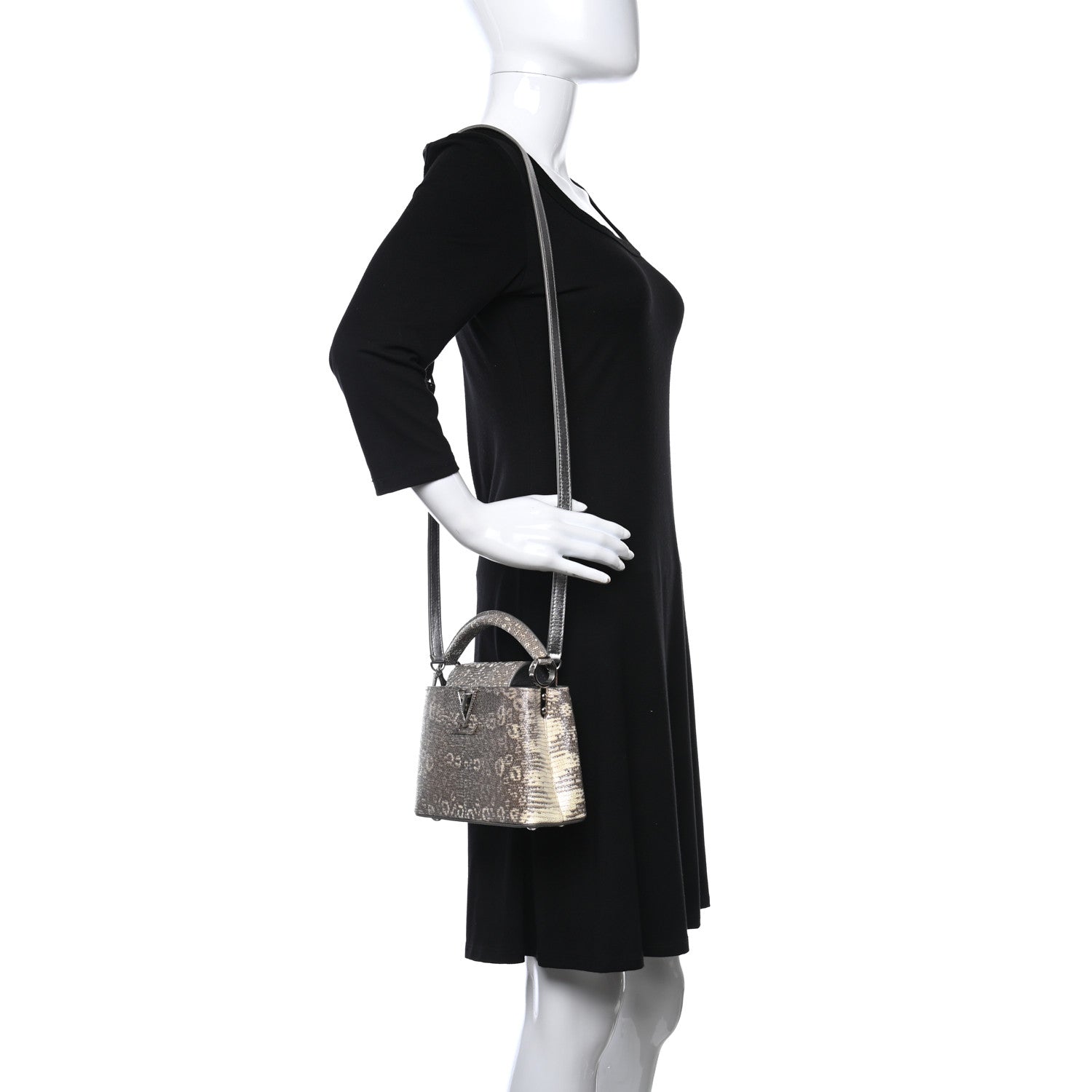 Louis Vuitton Lizard Mini Capucines Argento 3 of 8