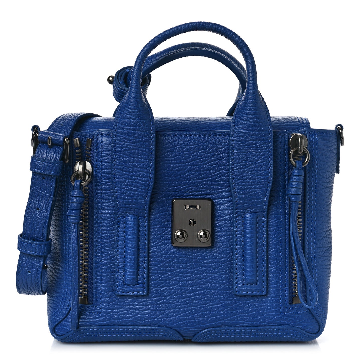 Textured Calfskin Mini Pashli Satchel Cobalt