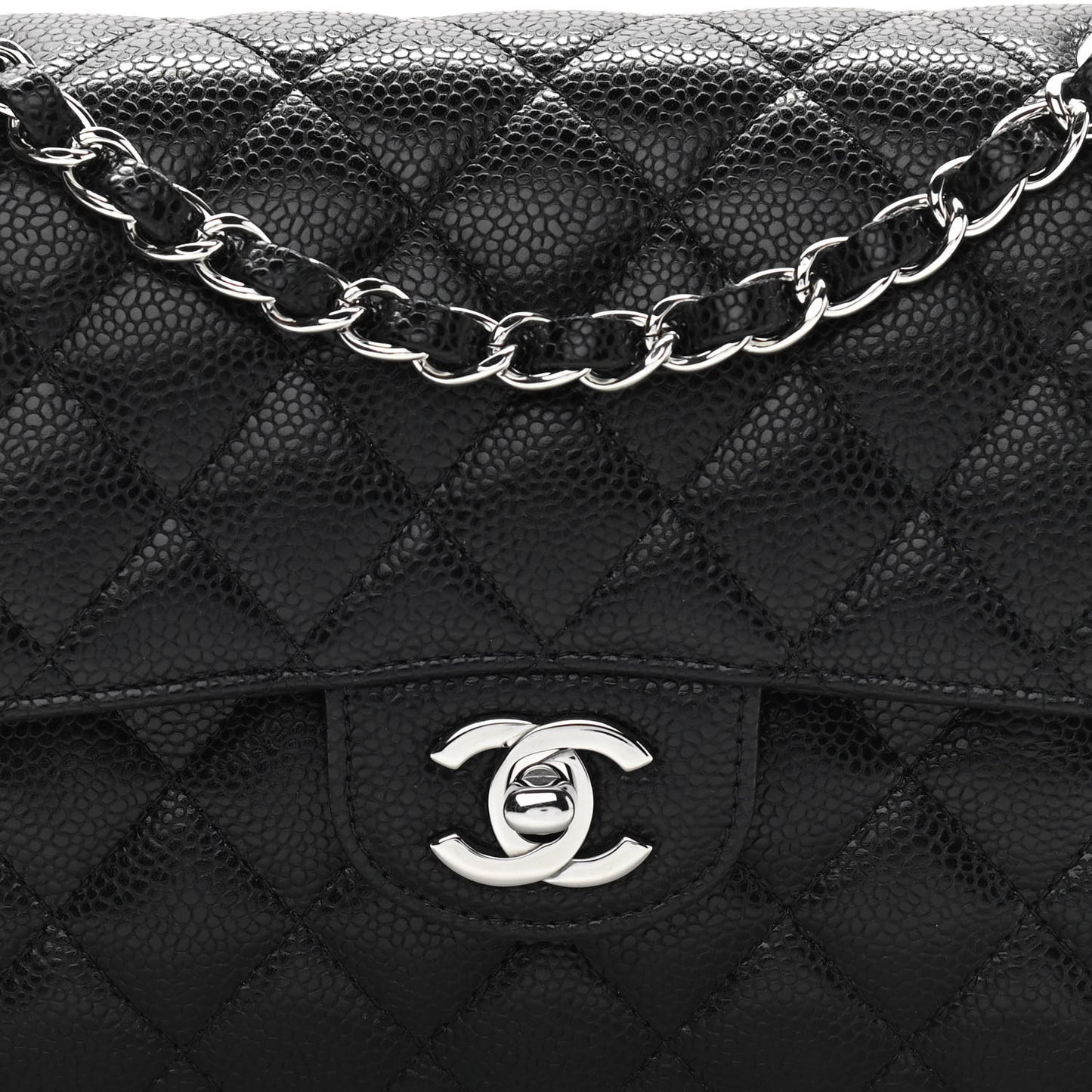 Caviar Quilted Small Double Flap Black