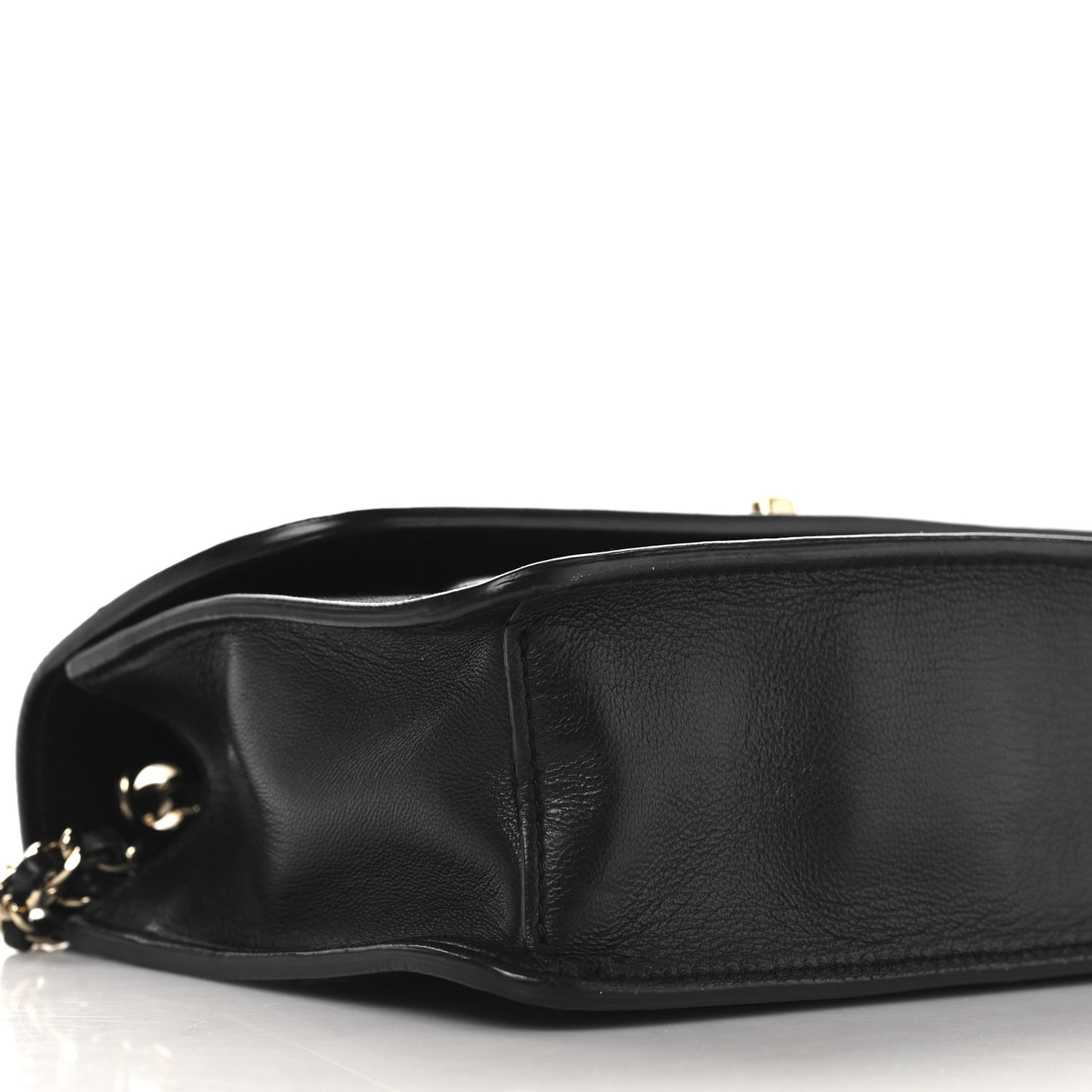 Lambskin Stitched Quilted Flap Black