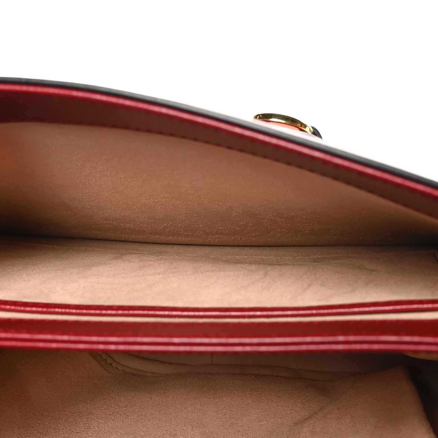 GG Supreme Monogram Azalea Calfskin Horsebit 1955 Shoulder Bag Beige Ebony New Cherry Red