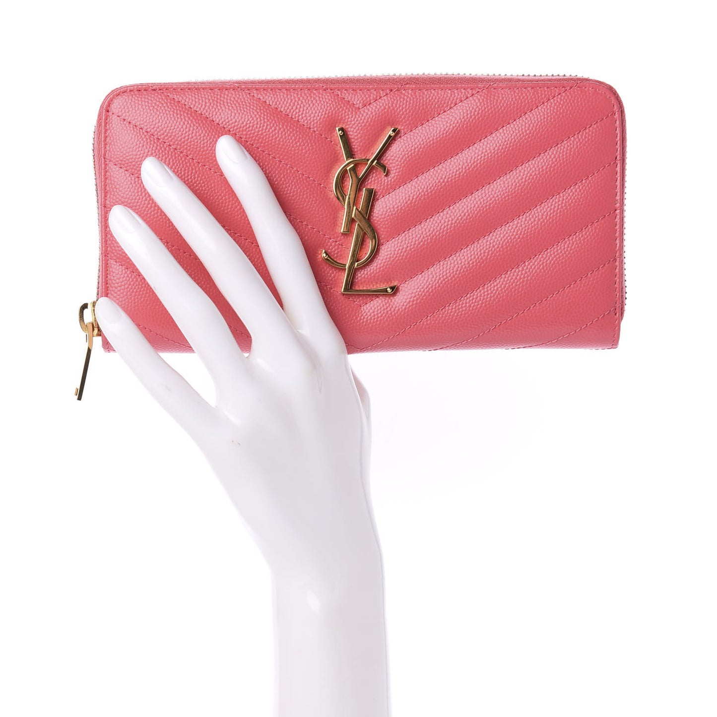Grain De Poudre Matelasse Chevron Monogram Zip Around Wallet Bubblegum