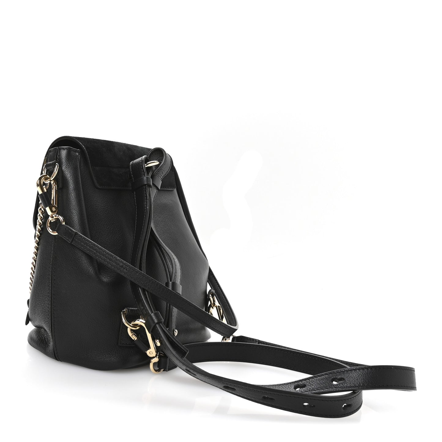 Suede Calfskin Small Faye Backpack Black