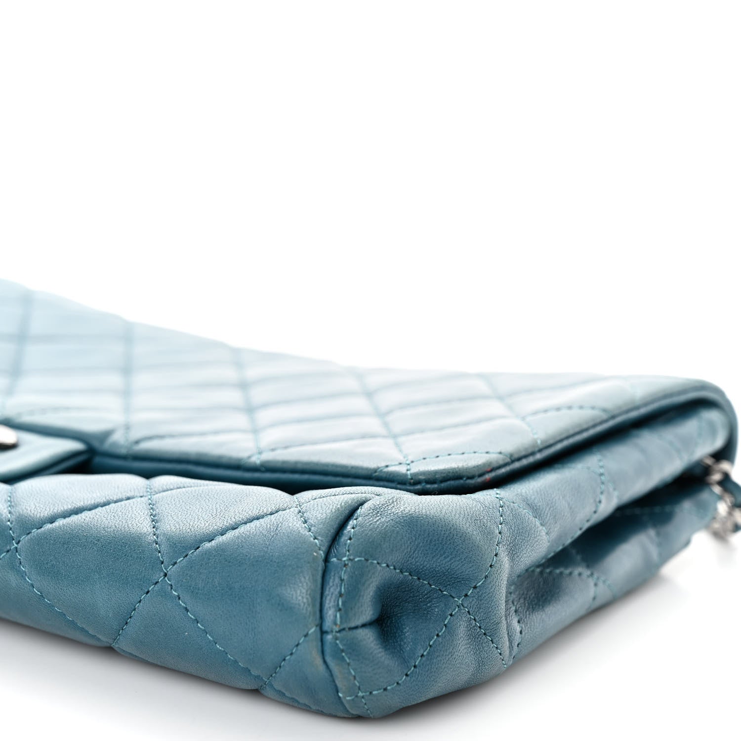 Chanel Lambskin Quilted Clutch with Chain Flap Turquoise 10 of 11