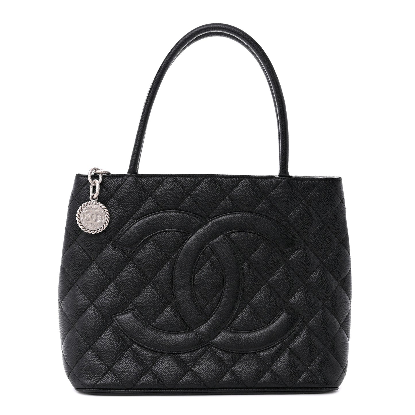 Caviar Quilted Medallion Tote Black