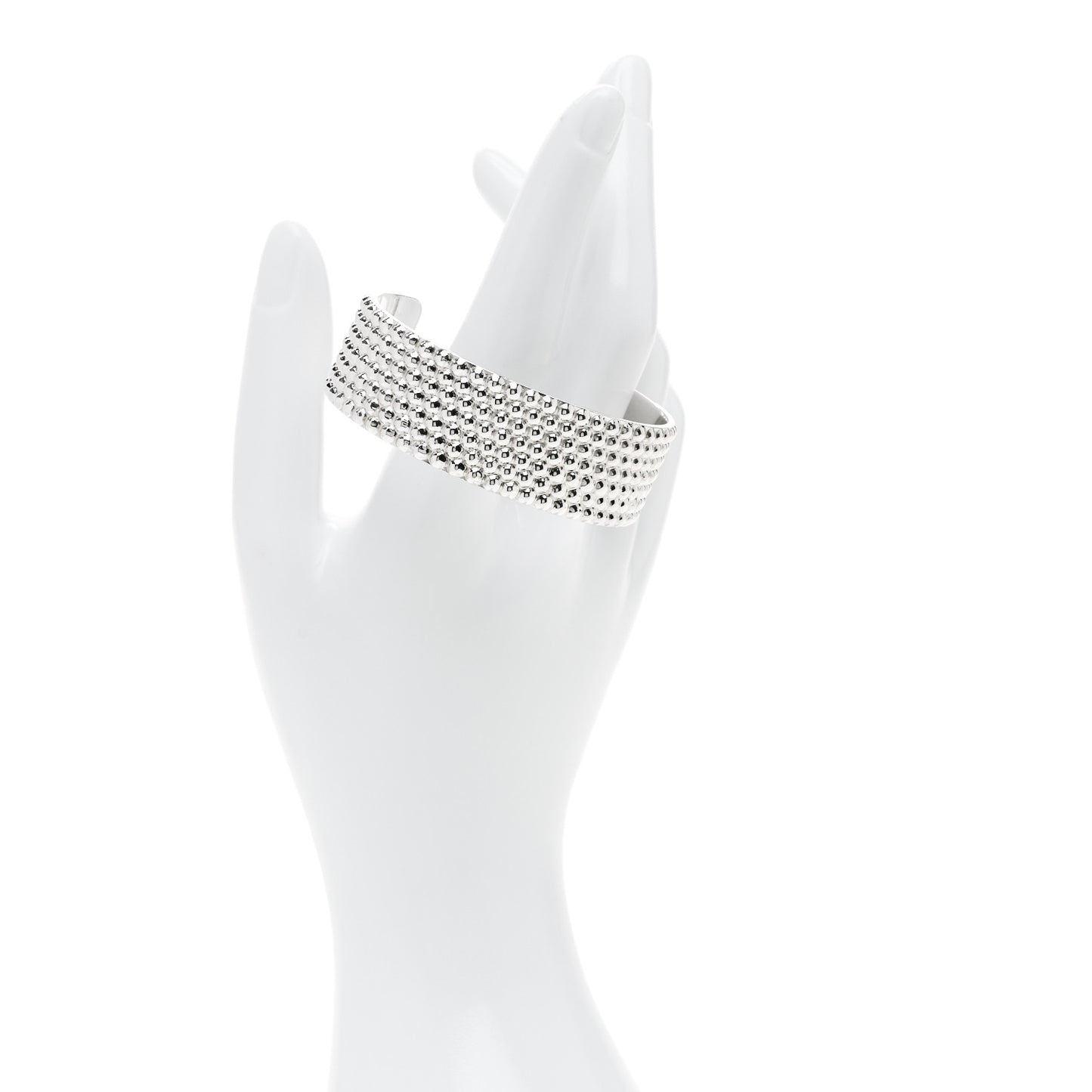 Sterling Silver Diamond Point Wide Cuff Bracelet