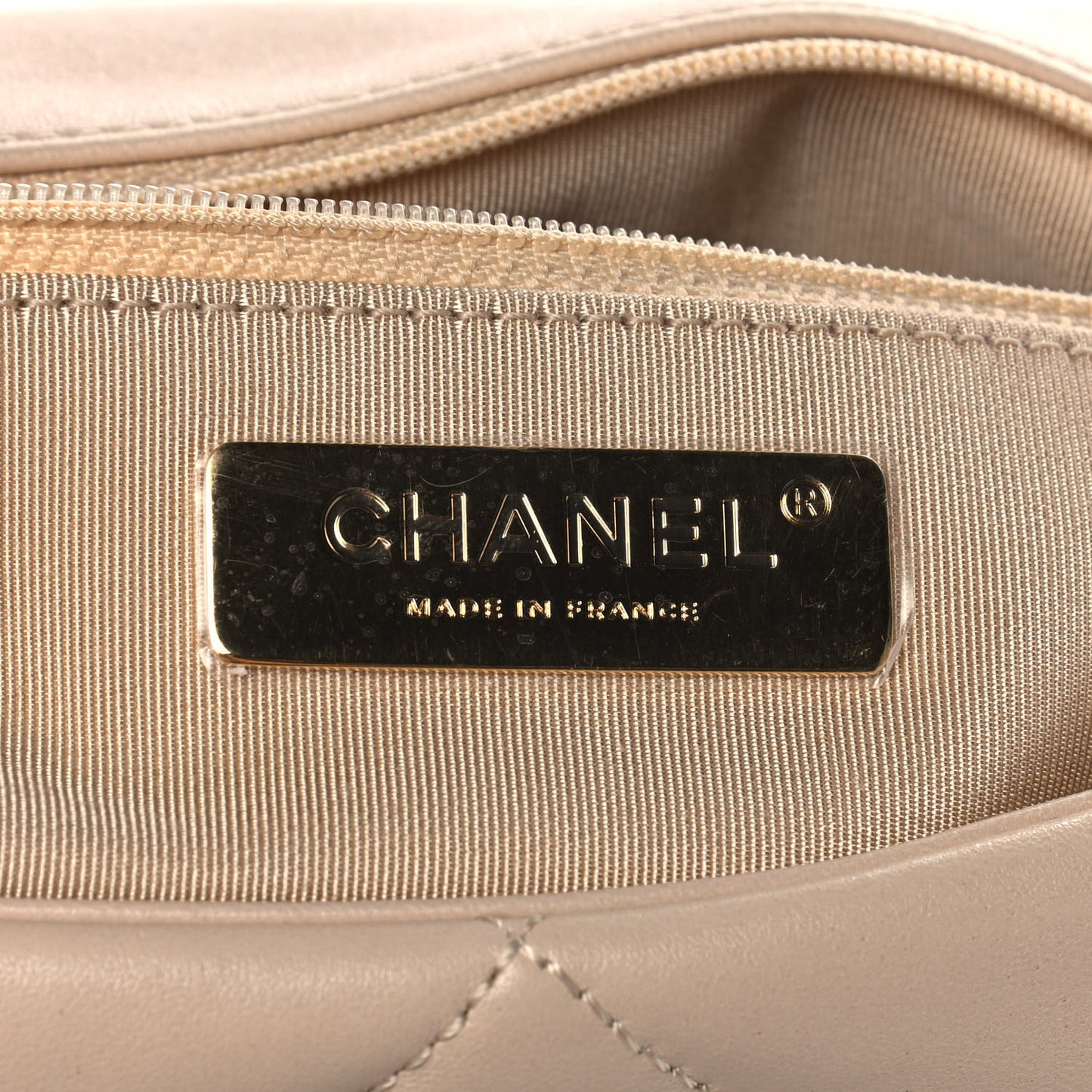 Lambskin Quilted Large Chanel 19 Flap Beige