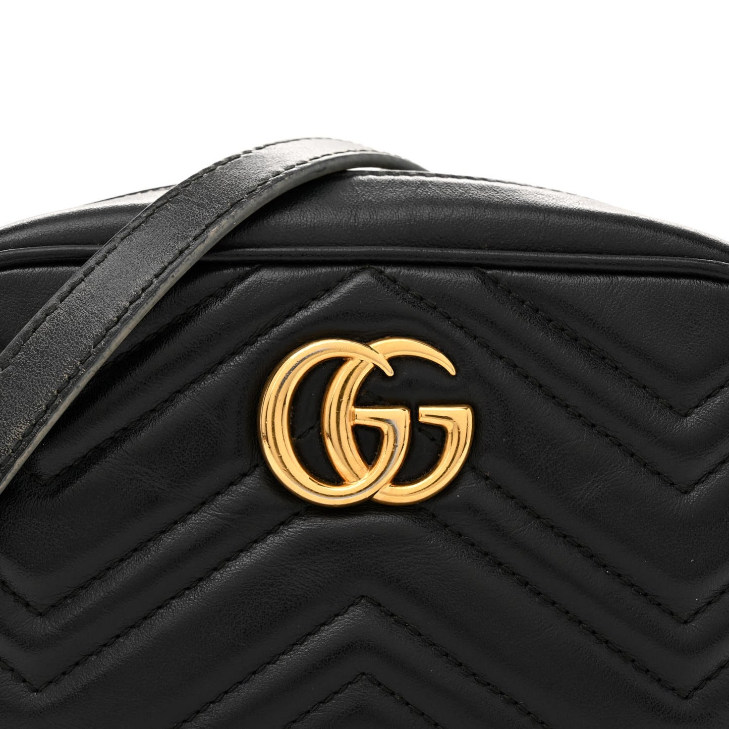 Calfskin Matelasse Mini GG Marmont Chain Shoulder Bag Black